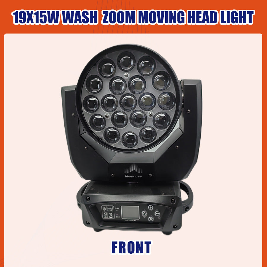 0 Tax 12Pcs New LED 19x15W RGBW Beam+Wash Zoom Moving Head Light DMX 16/20 CH DJ Disco Part Church TV Studio Stage Effect Equipment