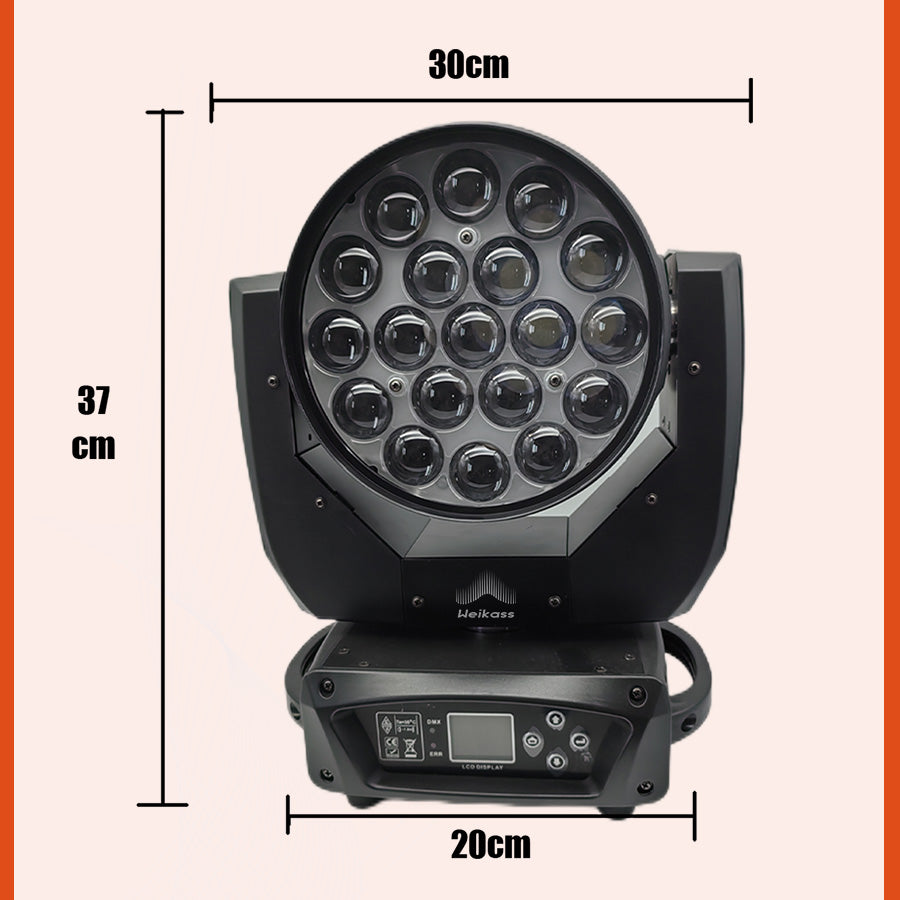 0 Tax 12Pcs New LED 19x15W RGBW Beam+Wash Zoom Moving Head Light DMX 16/20 CH DJ Disco Part Church TV Studio Stage Effect Equipment