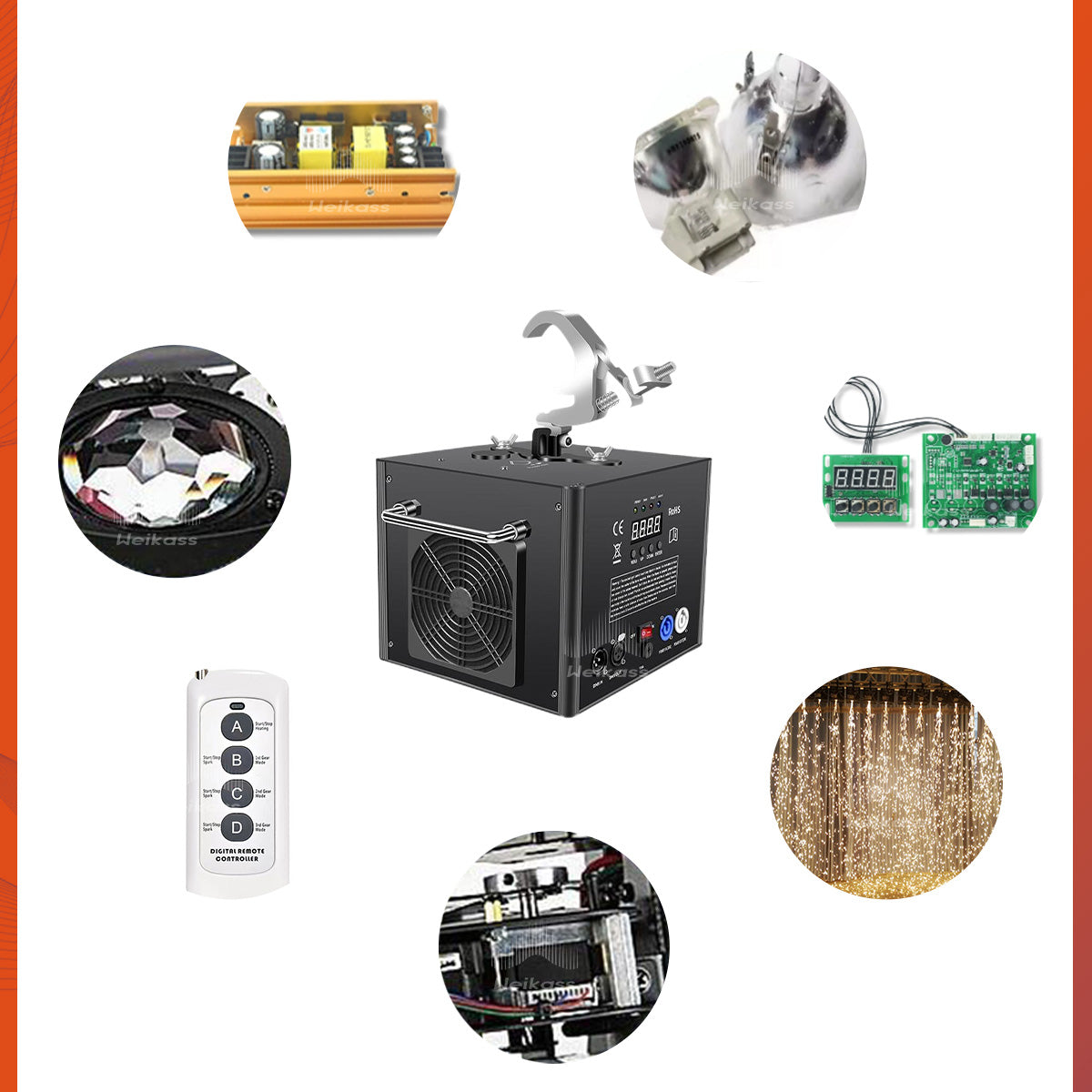 No Tax 4X 4In1 Flightcas For 600W Downward Cold Spark Firework Machine Effect For Wedding Celebration Dmx Control Spark Fountain Machine