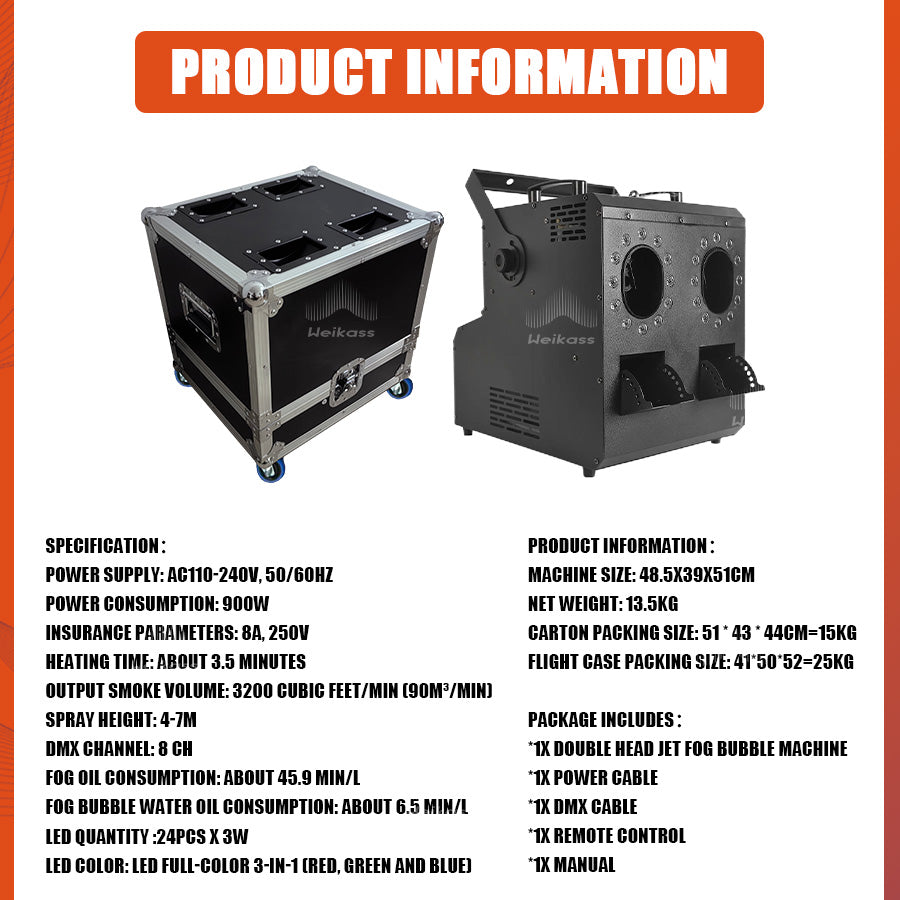 No Tax 6Pcs With 6 Cases For LED 2 Head Jet Smoke Fog 900W 24x3W RGB Bubble Machine Wireless Remote Control For Party Wedding Dj Disco Stage Event