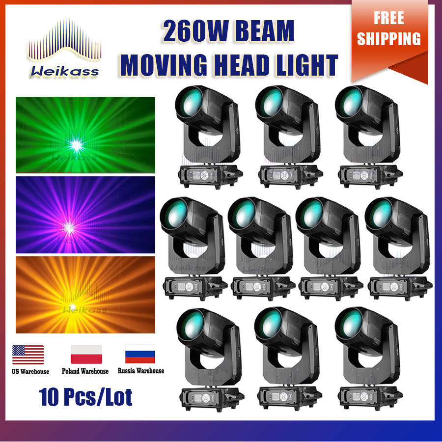 0 Tax 10Pcs 260W 10R Beam Sharpy 9r 260W Bulb Dmx Moving Head Light For Club Dj Stage Lighting Party Disco Wedding Event Christmas Party