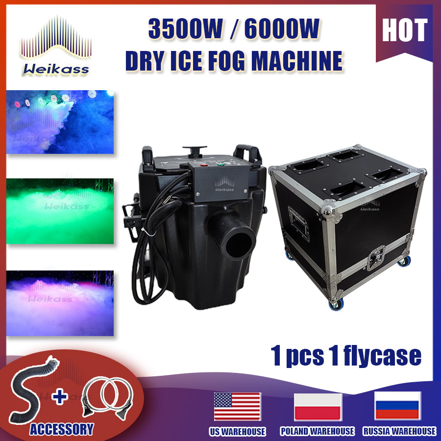 0 Tax 1Pcs 3500w Dry Ice Machine Stage Effect Dry Ice Fog Machine With 1 Flightcase Low Lying Fog Machine For Wedding Events DJ Stage Show