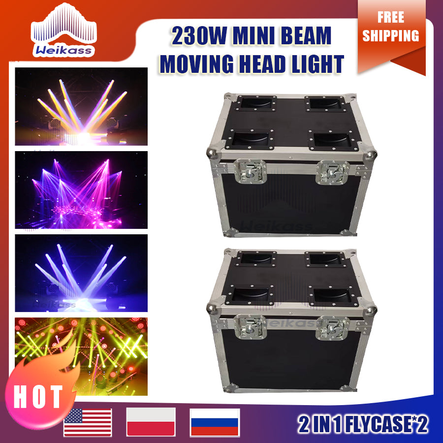 0 Tax 2Pcs Flightcases (no light) for 230W 7R DMX 17 Gobos Prism Led DJ Spot Beam Mini Moving Head Light Effect Disco Music Party Stage