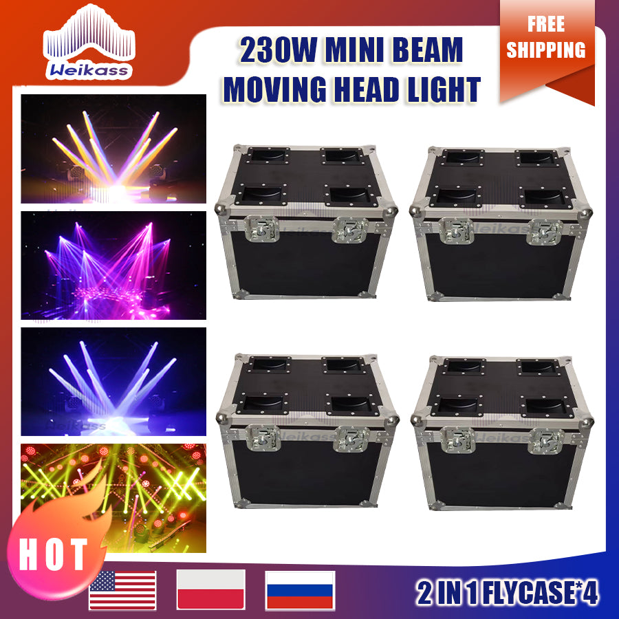 0 Tax 4Pcs Flightcases (no light) for Mini 230W 7R Sharpy Beam Stages DJ Moving Head Light For DJ Disco Parties Wedding DMX Stage