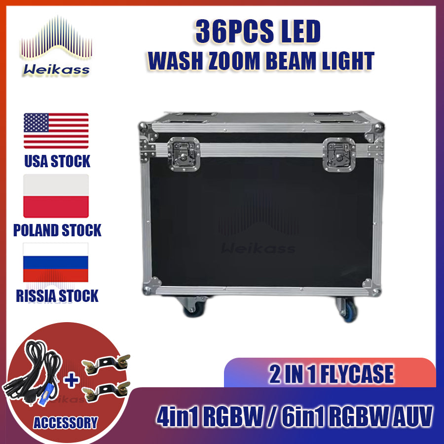 0 Tax 1 Flight Case For LED Zoom Wash 36x12w RGBW 4in1 Moving Head Light Lyre 36x18w Rgbwauv 6in1 Moving Head Wash Light