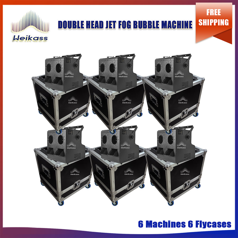 No Tax 6Pcs With 6 Cases For LED 2 Head Jet Smoke Fog 900W 24x3W RGB Bubble Machine Wireless Remote Control For Party Wedding Dj Disco Stage Event