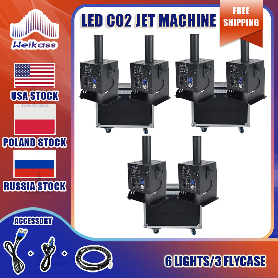 0 Tax 1-8Pcs Led Co2 Jet Machine RGB 3in1 Led Lamp Sray Gas in/out Connection DMX 2 Channels 250W Disco Club Dancing Hall