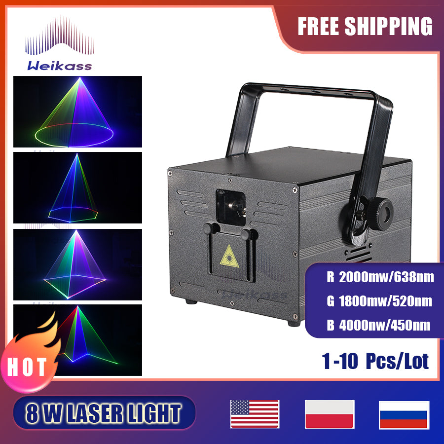 0 Tax 1/2/3/4/5/8W 1-10Pcs ILDA 3D Scan Stage Laser Light Wedding Party Professional Device Club DJ Disco Animation Strong Beam Pojector