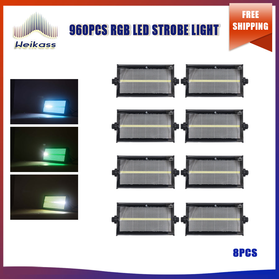 No Tax 8pcs/Lot Indoor LED Strobe Light DMX-512 Control 960Pcs RGB LED Strobe Light Dj Disco Party Lights For Bar Nightclub