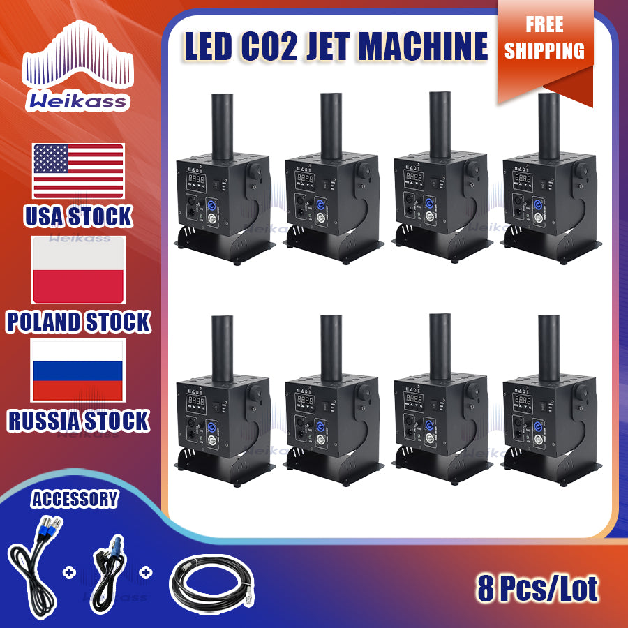 0 Tax 1-8Pcs Led Co2 Jet Machine RGB 3in1 Led Lamp Sray Gas in/out Connection DMX 2 Channels 250W Disco Club Dancing Hall