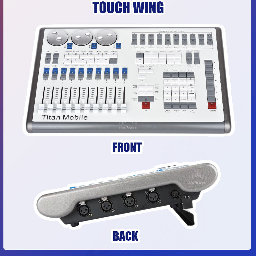 Touch Wing DMX Controller Titan Mobile Titan Quarz DMX Console 192 Tiger Touch Pro Plus Stage Lighting for Par Moving Head Flycase option