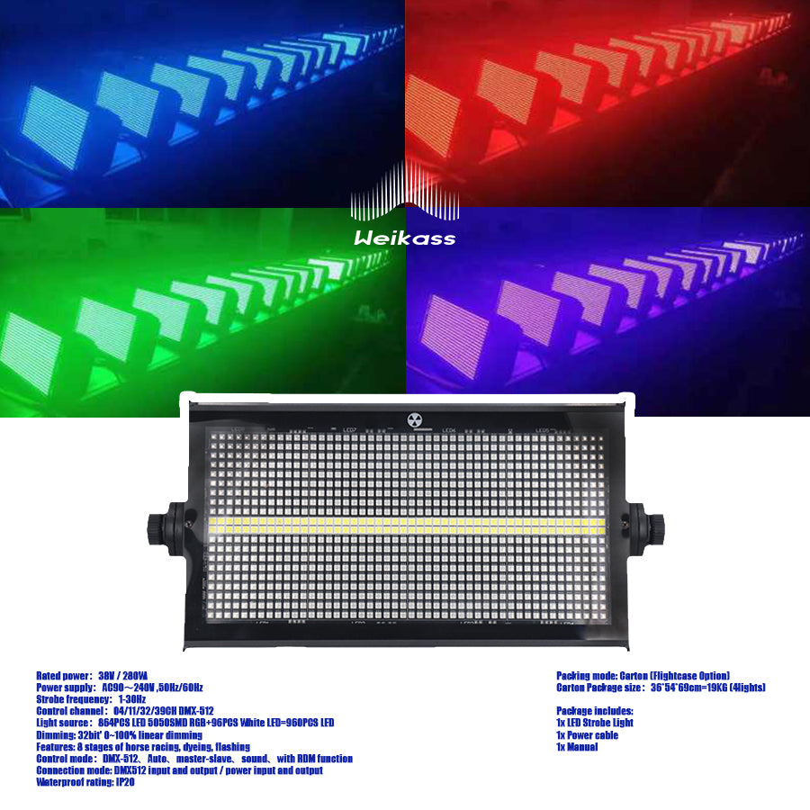 No Tax 8pcs/Lot Indoor LED Strobe Light DMX-512 Control 960Pcs RGB LED Strobe Light Dj Disco Party Lights For Bar Nightclub