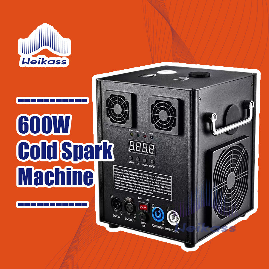 Weikass 600W Cold Spark Machine Stage Effect With Flightcase 600w Cold Firework Machine DMX Remote Control Cold Sparking Machine Dj Bar Party Disco