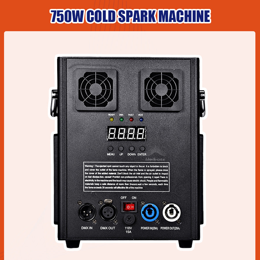 Weikass 750W Electronic Cold Spark Machine Fireworks Dmx Stage Effect 750W Ti Powder The Wedding Party Disco Dj Bar (1Pack)