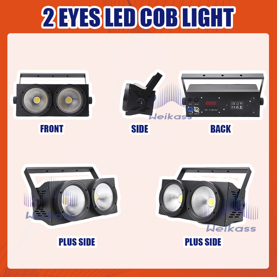 No Tax 8Pcs 2x100W 2 Eyes COB Light DMX Stage Lighting 200W Cold / Warm White 2in1 COB Lighting Dj Bar Wedding Party