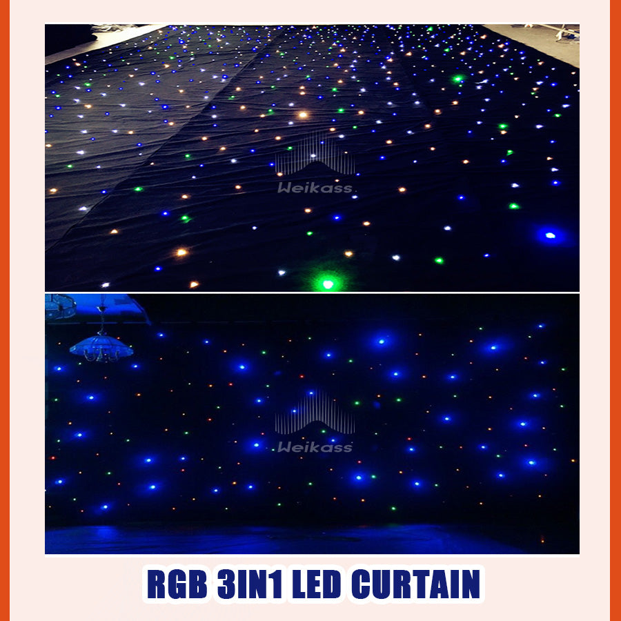 Super Deal Customize LED Star Curtain Cloth LED Three Colors Star cloth backdrop with cloth For wedding Christmas Party Customed