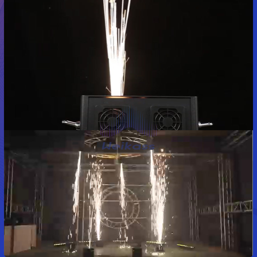 Weikass 600W Cold Spark Machine Stage Effect With Flightcase 600w Cold Firework Machine DMX Remote Control Cold Sparking Machine Dj Bar Party Disco