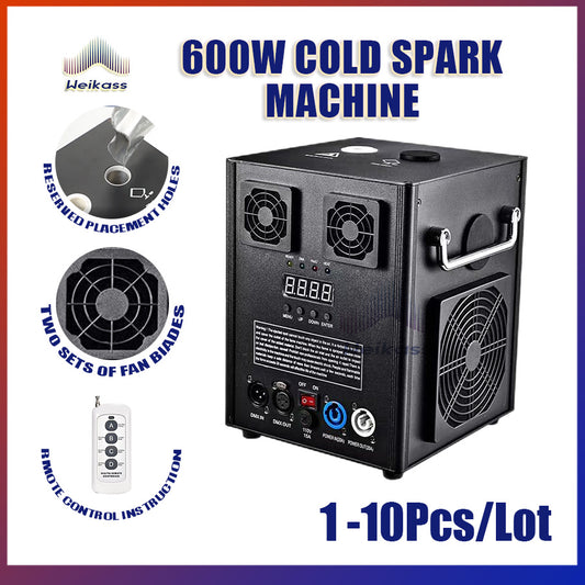 Weikass 600W Cold Spark Machine With Flightcase 600w Cold Firework Machine DMX Remote Control Cold Sparking Machine Dj Bar Disco Party Wedding