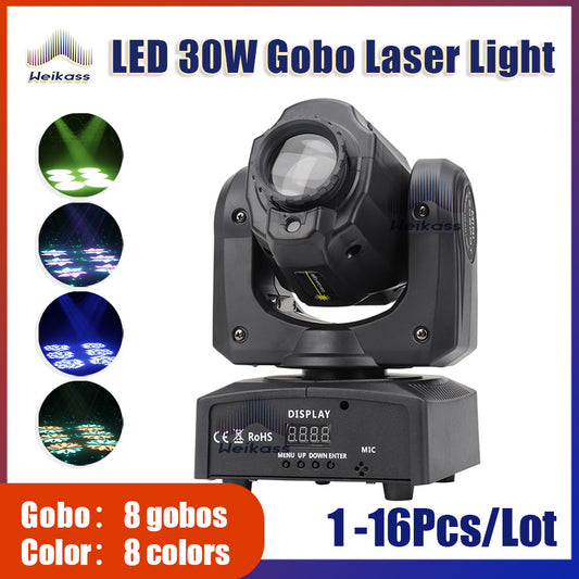 No Tax 1-16Pcs 30W LED Laser Spot Moving Head Stage Effect Lighting For DJ Disco Events Party DMX Lamp 8 Gobos 8 Colors Beam