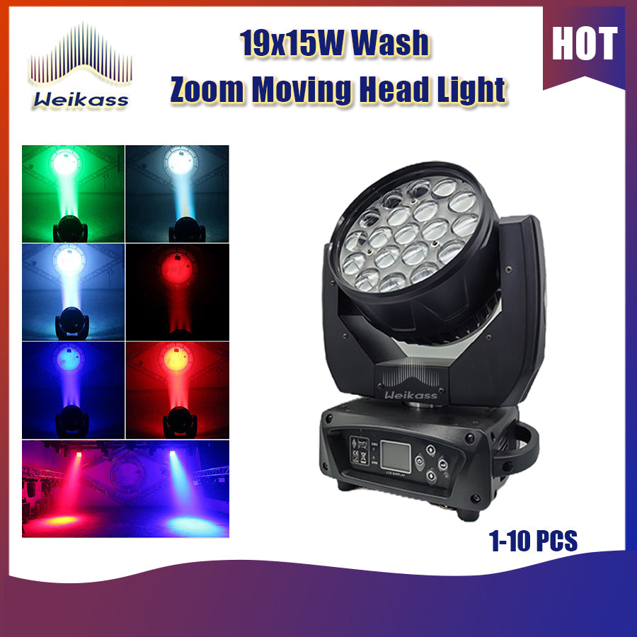 0 Tax 1-16Pcs19x15W Led Moving Head RGBW Beam Wash Zoom Moving Head Light DJ Stage Light Equipment Concert Productions Professionals Wedding