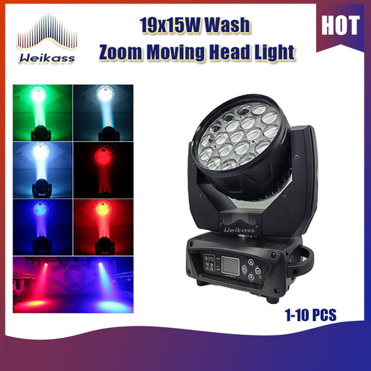 0 Tax 1-16Pcs19x15W Led Moving Head RGBW Beam Wash Zoom Moving Head Light DJ Stage Light Equipment Concert Productions Professionals Wedding