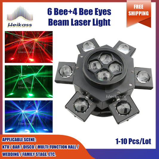 0 Tax 1-10 New Bee Eye Laser 6 Arms Beam Led RGBW Moving Head Light With DMX Control For Disco Party Christmas Recommend