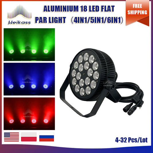 No Tax 4-32Pcs Aluminum Flat Par 18x12/18w 4/5/6in1 Alloy Par Led Slim Par RGBWA UV Professional Dj Par Wash Light High