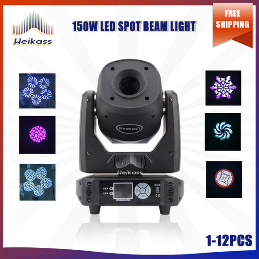 No Tax 1-12Pcs Hot Selling LED 150W Beam Spot Moving Head 3 Or 8 Prisms For DMX512 Disco Party Dj Wedding Christmas Stage Lighting Party