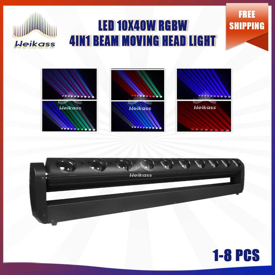 No Tax 1-8Pcs 10x40W RGBW 4in1 LED Strip Beam Moving Head Light Professional DJ Disco Party Night Club Dance Floor Bar Equipment