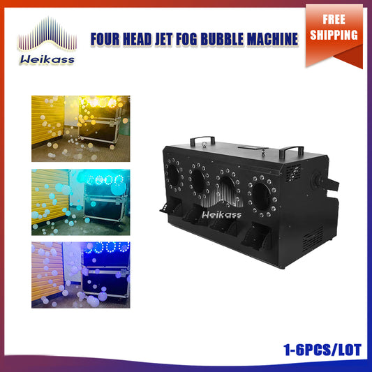 No Tax 1-6Pcs Led 1500W 4 Head Full Color RGB Jet Fog Bubble Machine DMX Remote Control For Indoor/Outdoor Wedding Or Home Party Stage Event Dj