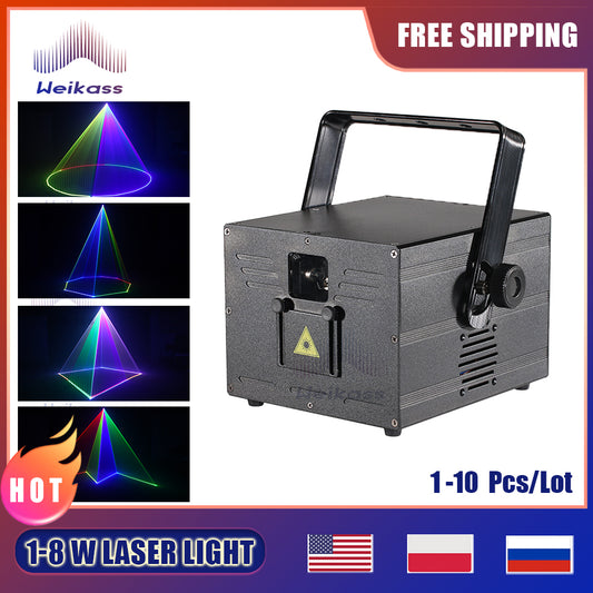 0 Tax 1/2/3/4/5/8W 1-10Pcs ILDA 3D Scan Stage Laser Light Wedding Party Professional Device Club DJ Disco Animation Strong Beam Pojector