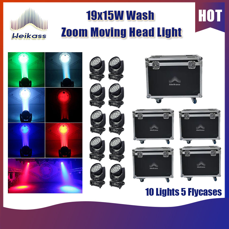 0 Tax 1-16Pcs19x15W Led Moving Head RGBW Beam Wash Zoom Moving Head Light DJ Stage Light Equipment Concert Productions Professionals Wedding