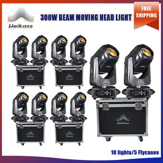 No Tax 10Pcs 300W Beam Frost Filter Professional Moving Head Infinity Rotate With 5Pcs Flycases For Part Decoration Dj Disco Stage Lighting DMX512 RDM Lamp