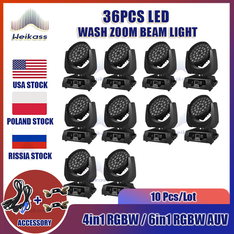 0 Tax 1-12pcs Lyre Zoom Wash Led 36x12w 4in1 With Hardcase Led Wash Zoom Moving Head Light 36x18W RGBWA+UV 6in1 Moving Head Wash