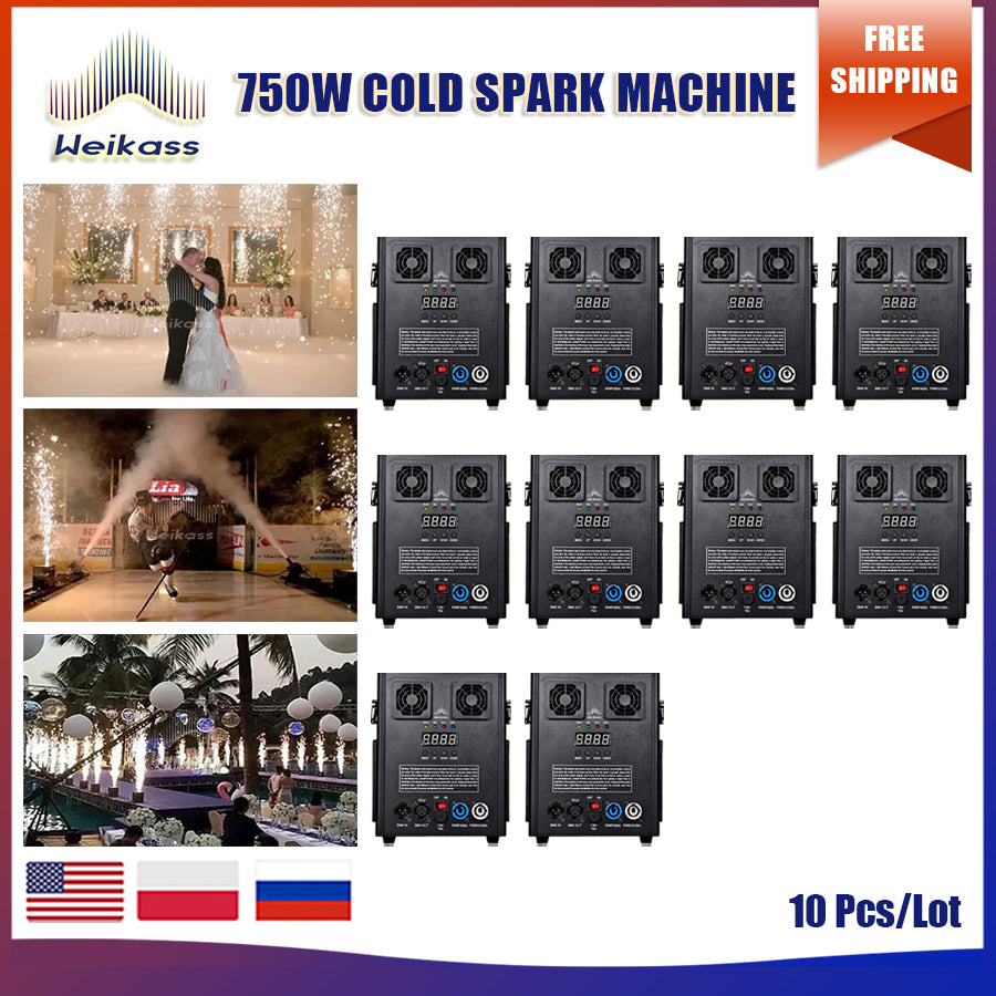 No Tax 10Pcs 750W Cold Sparkler Fountain Machine DMX Remote Control Wedding Effect Machine Dj Bar Disco Wedding Party Ti Spark Powder