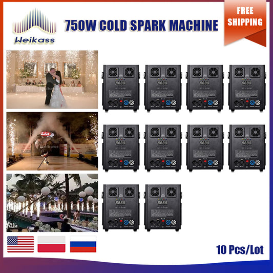 No Tax 10Pcs 750W Cold Sparkler Fountain Machine DMX Remote Control Wedding Effect Machine Dj Bar Disco Wedding Party Ti Spark Powder