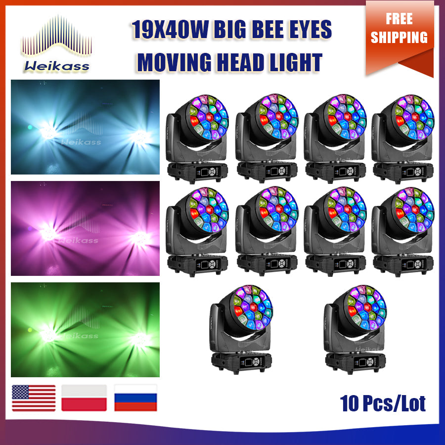 0 Tax 1-10Pcs LED Big Bees Eyes 19x40W Moving Head Led Laser Light For DJ Club Bar KTV Dance Stage Atmosphere Beam Disco Light