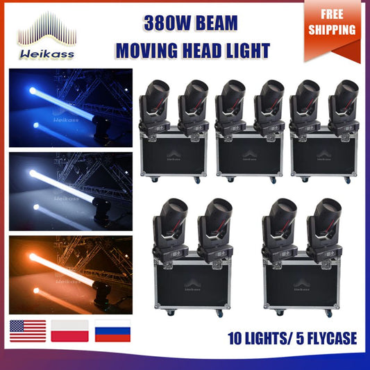 No Tax 10Pcs Sharpy Beam 380W 20R Moving Head Light Dmx Key Model Beam 380W With 5Pcs Flycases For Stage Disco Lights Power