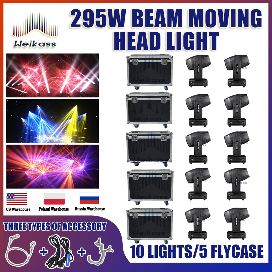 0 Tax 1-10PCS 295W Beam Moving Head Light DMX Stage Lighting For Wedding DJ Disco Party Concert Professional Facet Prism Effect