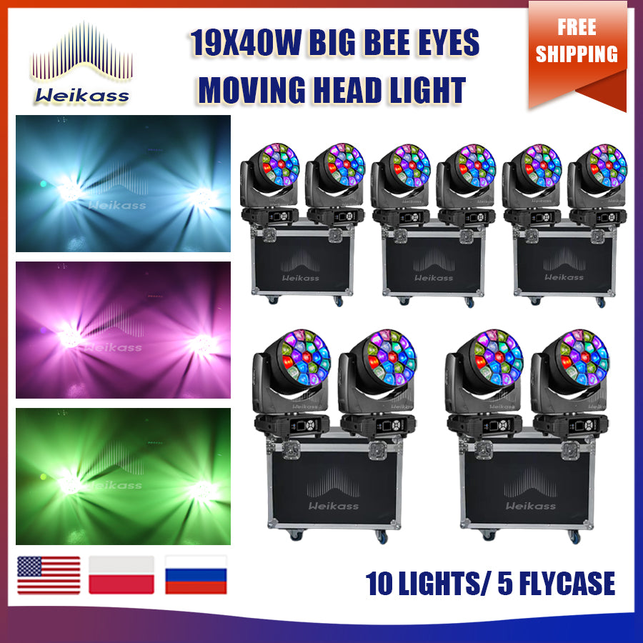 0 Tax 1-10Pcs LED Big Bees Eyes 19x40W Moving Head Led Laser Light For DJ Club Bar KTV Dance Stage Atmosphere Beam Disco Light