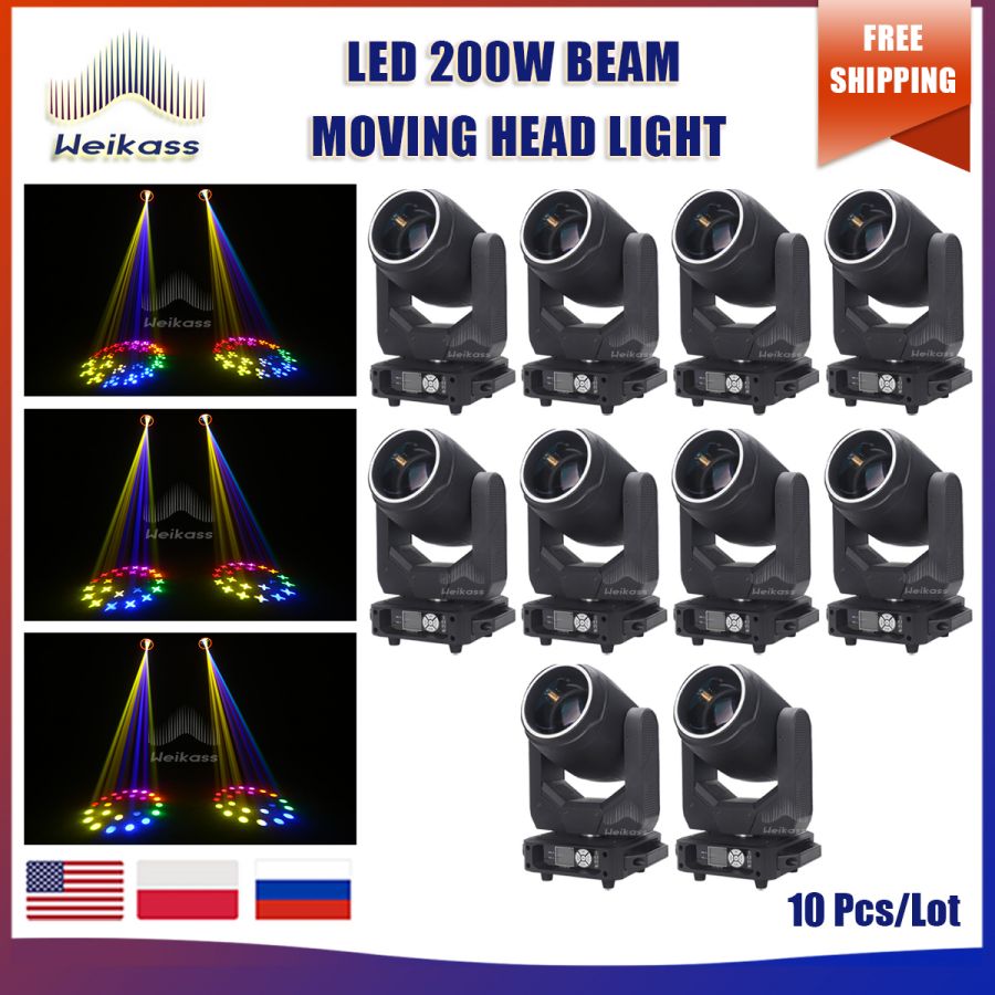 No Tax 1-10Pcs Lights 200W LED Moving Head Projector Beam LED Lights Bar Club Party Dance Dj Disco Dmx512 Christmas