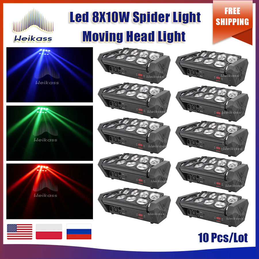 0 Tax 1-30Pcs LED 8x10W RGBW Moving Head Light LED Spider Beam Stage Lighting DMX 512 Spider Light Good for DJ Nightclub Party