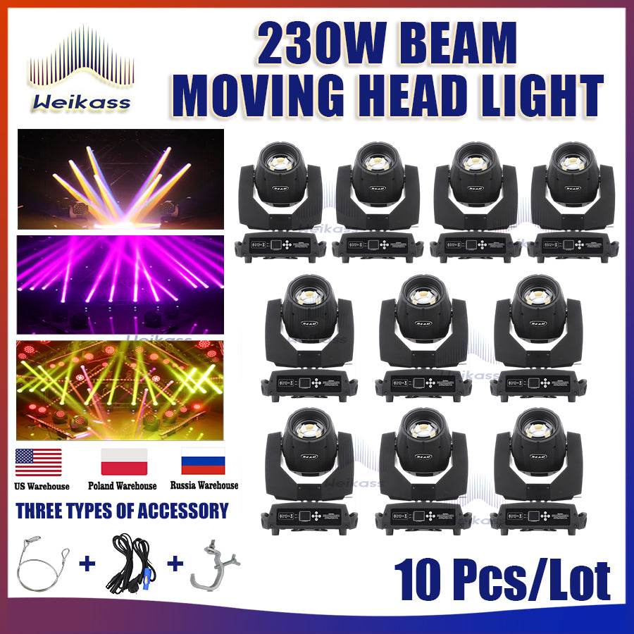 No Tax 1-12Pcs Professional DJ Light 230W Beam Moving Head Light High Definition Lens Big Beam Stage Light DMX Fixture