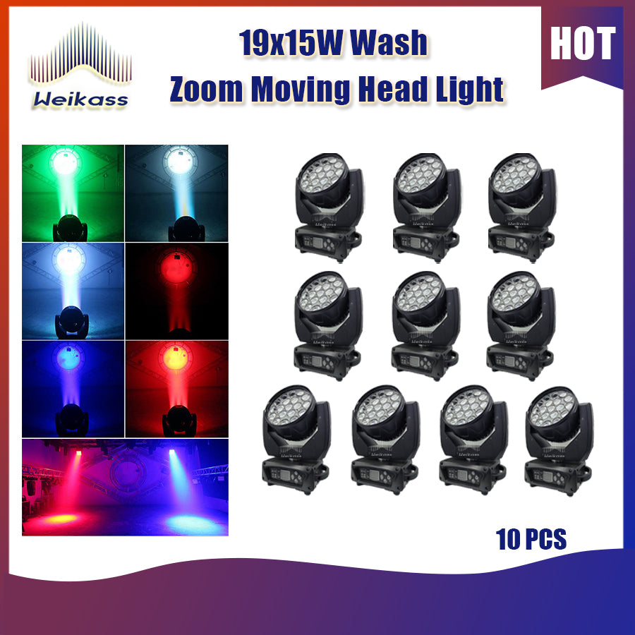 0 Tax 1-16Pcs19x15W Led Moving Head RGBW Beam Wash Zoom Moving Head Light DJ Stage Light Equipment Concert Productions Professionals Wedding