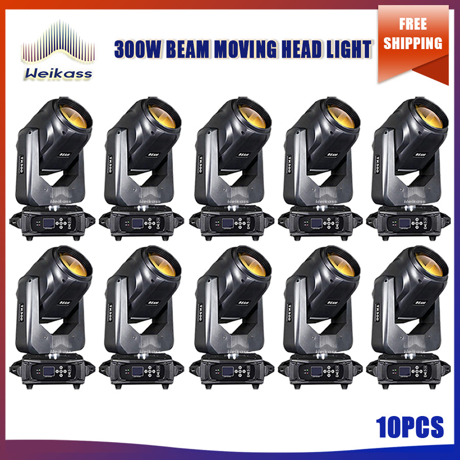 No Tax 10Pcs LED 300W Beam Spot Moving Head With Light Strip Rainbow Effect For Party Concert DJ Disco Stage DMX512 Stage Lighting