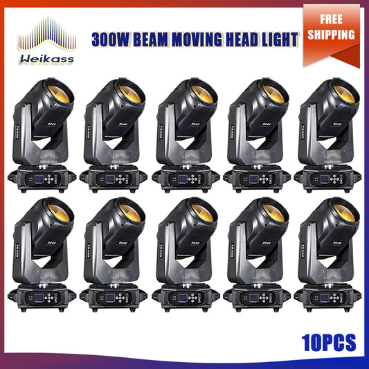 No Tax 10Pcs LED 300W Beam Spot Moving Head With Light Strip Rainbow Effect For Party Concert DJ Disco Stage DMX512 Stage Lighting