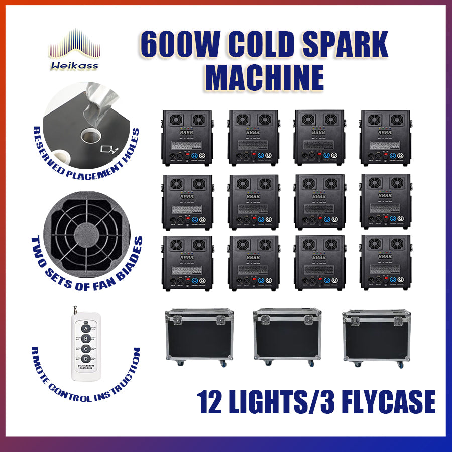 0 Tax 1-12Pcs 600W Cold Spark Machine DMX Remote Control With LCD Display 600W Cold Firework Machine Fountain Cold Sparkular Machine Ti Powder