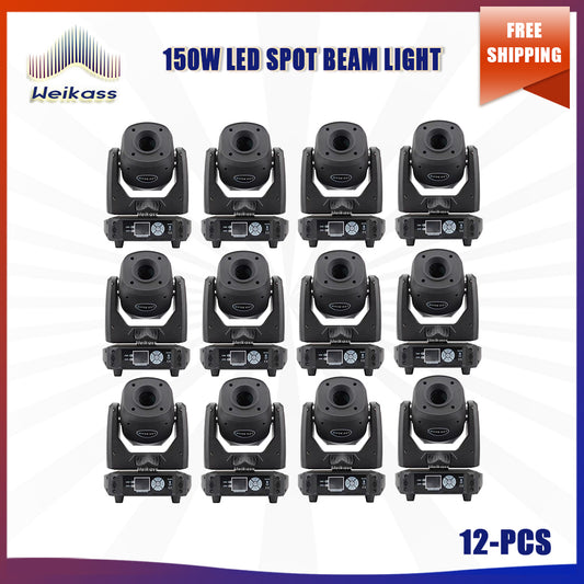 No Tax 12Pcs Moving Head 150W LED Moving head light Beam Spot Moving Head light beam 150W Pattern light with 6 Interchargeable Indexed Rotating Gobos