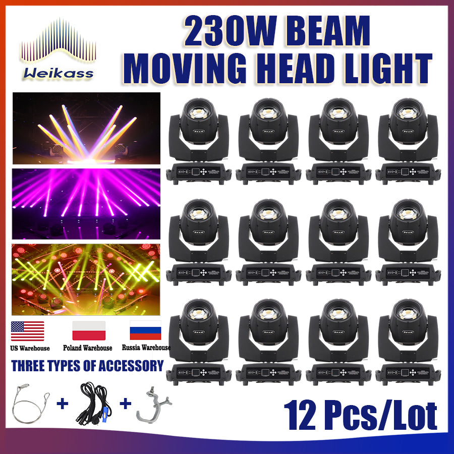 No Tax 1-12Pcs Professional DJ Light 230W Beam Moving Head Light High Definition Lens Big Beam Stage Light DMX Fixture