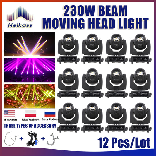 No Tax 12Pcs 230W 7R Beam Spot Moving Head Lighting Frost Washing Rainbow Effect For DJ Nightclub Show stage